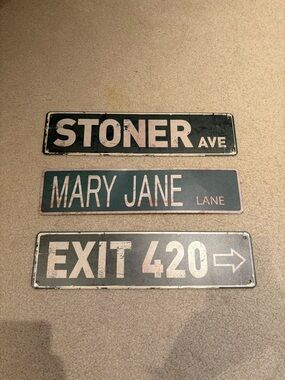 Vintage-Style Green Metal Wall Signs